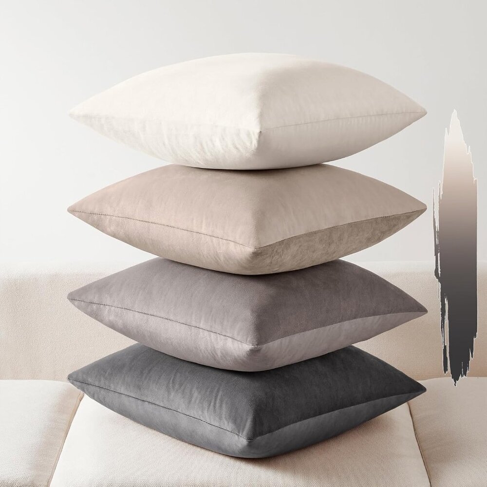 Throw Pillow Covers Set of 4, Velvet Soft Solid Colors Pillow Covers 18x18 Inch,